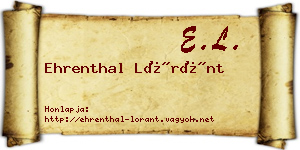 Ehrenthal Lóránt névjegykártya